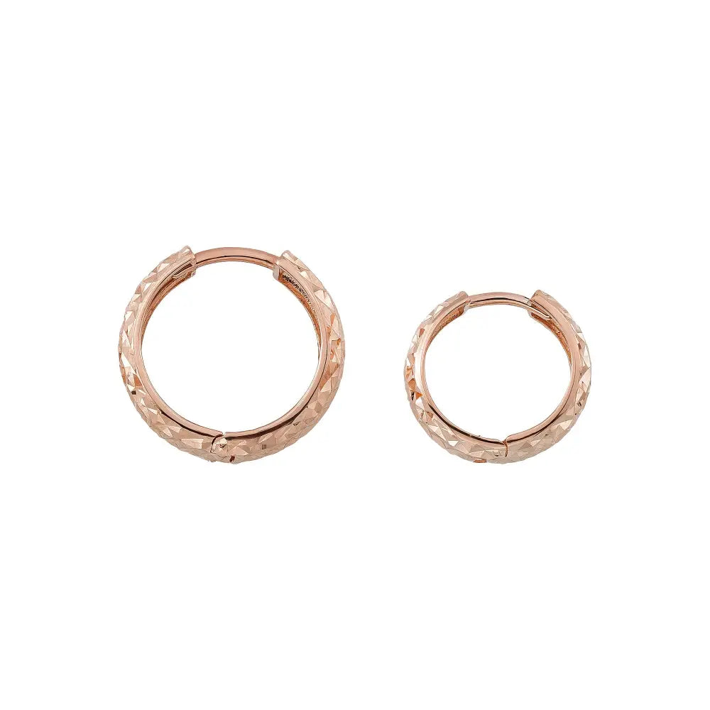14K Solid Gold Diamond-Cut Huggie Hoop Earrings – Minimalist Everyday Hoops 11mm 13.5mm - Hoop Earrings