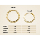 14K Solid Gold Diamond-Cut Huggie Hoop Earrings – Minimalist Everyday Hoops 11mm 13.5mm - Hoop Earrings