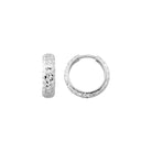 14K Solid Gold Diamond-Cut Huggie Hoop Earrings – Minimalist Everyday Hoops 11mm 13.5mm - Single Small / 14K White Gold