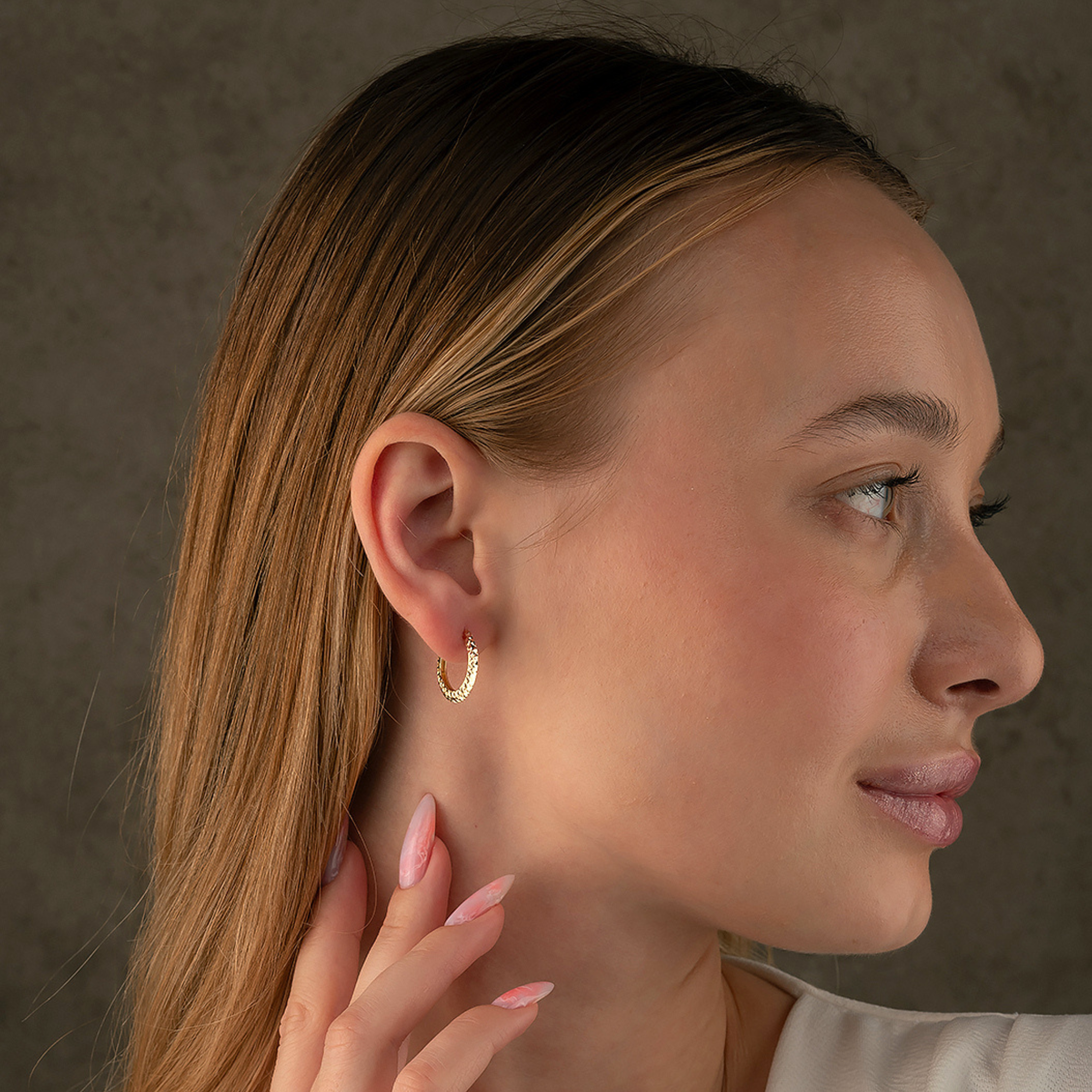 14K Solid Gold Diamond-Cut Huggie Hoop Earrings | Shiny Minimalist Hoops | Set of 2 Gift for Her - Hoop Earrings