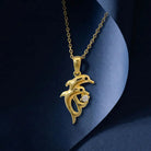 14K Solid Gold Dolphin Necklace With Cz Stone Handmade Jewelry Ideal Gift For Women - Jewelry