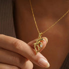 14K Solid Gold Dolphin Necklace With Cz Stone Handmade Jewelry Ideal Gift For Women - Jewelry