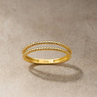 14K Solid Gold Double Beaded Wedding Band Minimalist Ring