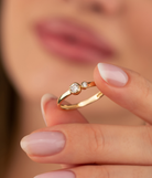 14K Solid Gold Double Birthstone Ring - Rings