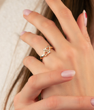 14K Solid Gold Double Heart CZ Ring - Rings