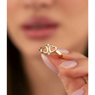 14K Solid Gold Double Heart CZ Ring - Rings