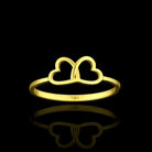 14K Solid Gold Double Heart Ring Dainty Love Band