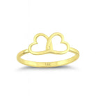 14K Solid Gold Double Heart Ring Dainty Love Band