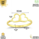14K Solid Gold Double Heart Ring Dainty Love Band
