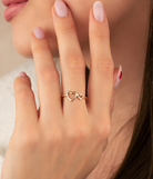 14K Solid Gold Double Heart Ring Present - Rings