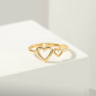 14K Solid Gold Double Heart Ring Present - Rings