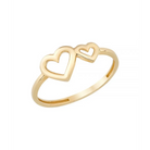 14K Solid Gold Double Heart Ring Present - Rings
