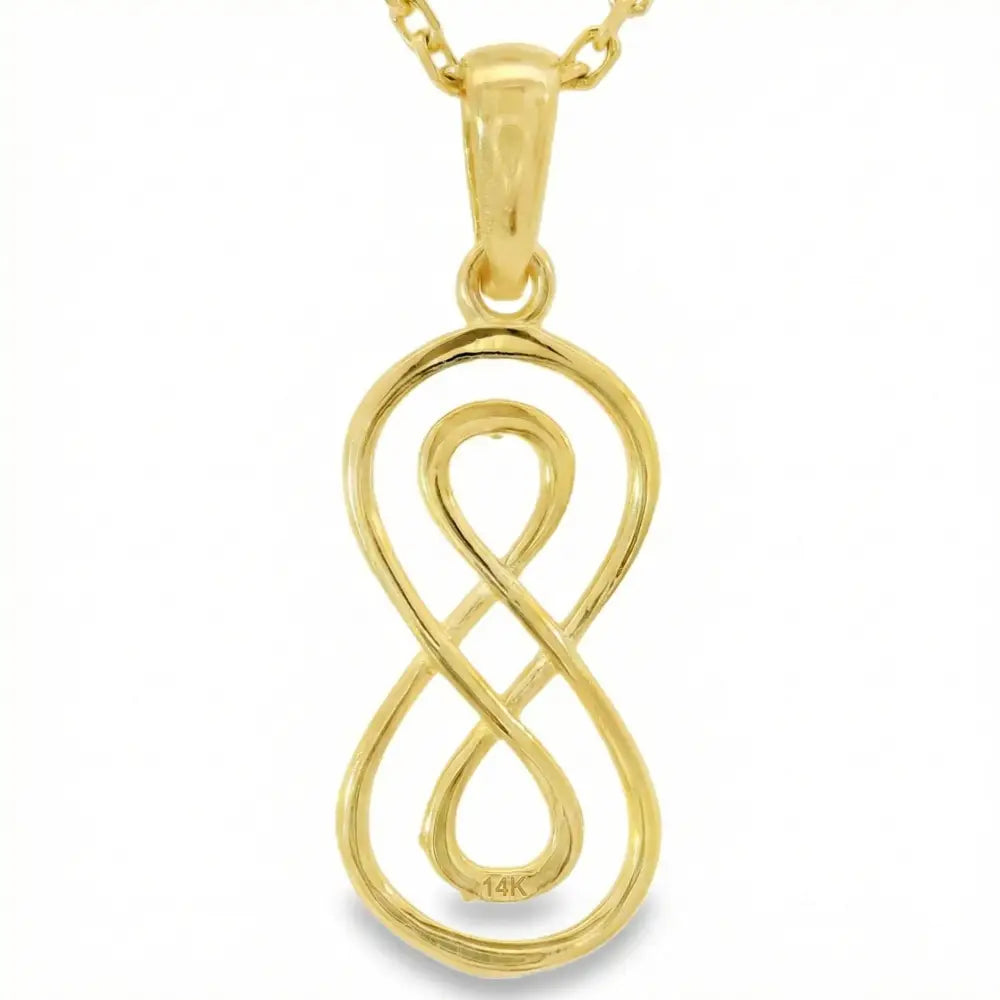 14K Solid Gold Double Infinity Necklace Vertical Knot Pendant Charm Eternal Love Jewelry Anniversary Gift for Her