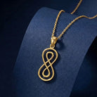 14K Solid Gold Double Infinity Necklace Vertical Knot Pendant Charm Eternal Love Jewelry Anniversary Gift for Her