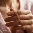 14K Solid Gold Double Infinity Necklace Vertical Knot Pendant Charm Eternal Love Jewelry Anniversary Gift for Her