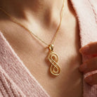 14K Solid Gold Double Infinity Necklace Vertical Knot Pendant Charm Eternal Love Jewelry Anniversary Gift for Her