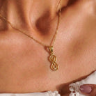 14K Solid Gold Double Infinity Necklace Vertical Knot Pendant Charm Eternal Love Jewelry Anniversary Gift for Her