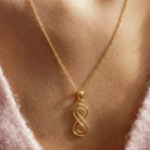 14K Solid Gold Double Infinity Necklace Vertical Knot Pendant Charm Eternal Love Jewelry Anniversary Gift for Her