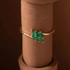 14K Solid Gold Emerald Ring Handmade Elegant Marquise Cut Green Stones for Women
