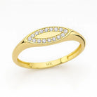 14K Solid Gold Evil Eye Signet Ring Cubic Zirconia Pave