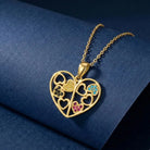 14K Solid Gold Family Tree Heart Necklace Colorful Birthstone Pendant Personalized Mom Jewelry Grandma Gift for Mothers