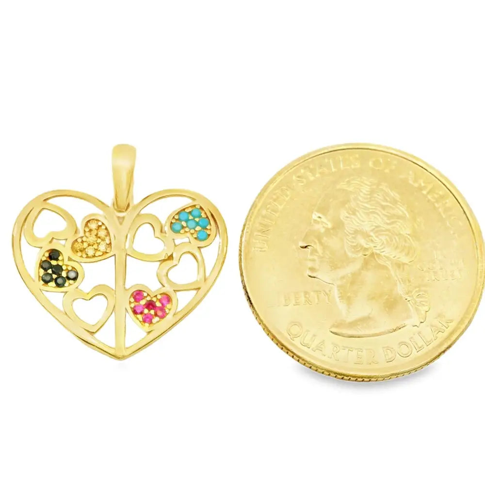 14K Solid Gold Family Tree Heart Necklace Colorful Birthstone Pendant Personalized Mom Jewelry Grandma Gift for Mothers