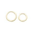 14K Solid Gold Flat Edge Huggie Hoop Earrings | 10.8mm & 13.5mm Everyday Stacking Hoops for Women - Hoop Earrings
