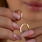 14K Solid Gold Flat Edge Huggie Hoop Earrings | 10.8mm & 13.5mm Everyday Stacking Hoops for Women - Hoop Earrings