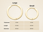 14K Solid Gold Flat Edge Huggie Hoop Earrings | 10.8mm & 13.5mm Everyday Stacking Hoops for Women - Hoop Earrings
