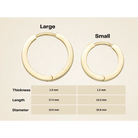 14K Solid Gold Flat Edge Huggie Hoop Earrings | 10.8mm & 13.5mm Everyday Stacking Hoops for Women - Hoop Earrings