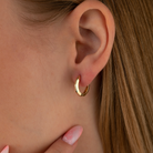 14K Solid Gold Flat Edge Huggie Hoop Earrings | 11mm Minimal Everyday Hoops for Women - Hoop Earrings