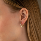 14K Solid Gold Flat Edge Huggie Hoop Earrings | 18mm Simple Everyday Hoops for Women - Hoop Earrings