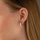 14K Solid Gold Flat Edge Huggie Hoop Earrings | 18mm Simple Everyday Hoops for Women - Hoop Earrings