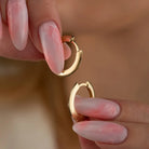 14K Solid Gold Flat Edge Huggie Hoop Earrings | 18mm Simple Everyday Hoops for Women - Single (1 Earring) / 14K Yellow