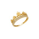 14K Solid Gold Flower Crown Ring - 4 - Rings