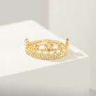 14K Solid Gold Flower Crown Ring - Rings