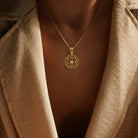 14K Solid Gold Flower Pendant Necklace Handcrafted Design With Center Diamond Elegant Jewelry - Jewelry