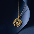 14K Solid Gold Flower Pendant Necklace Handcrafted Design With Center Diamond Elegant Jewelry - Jewelry