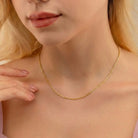 14K Solid Gold Force Chain 1mm 1.3mm 1.8mm 16-18-20-22 Inch Faceted Cable Necklace Dainty Gold Link Choker Jewelry Gift