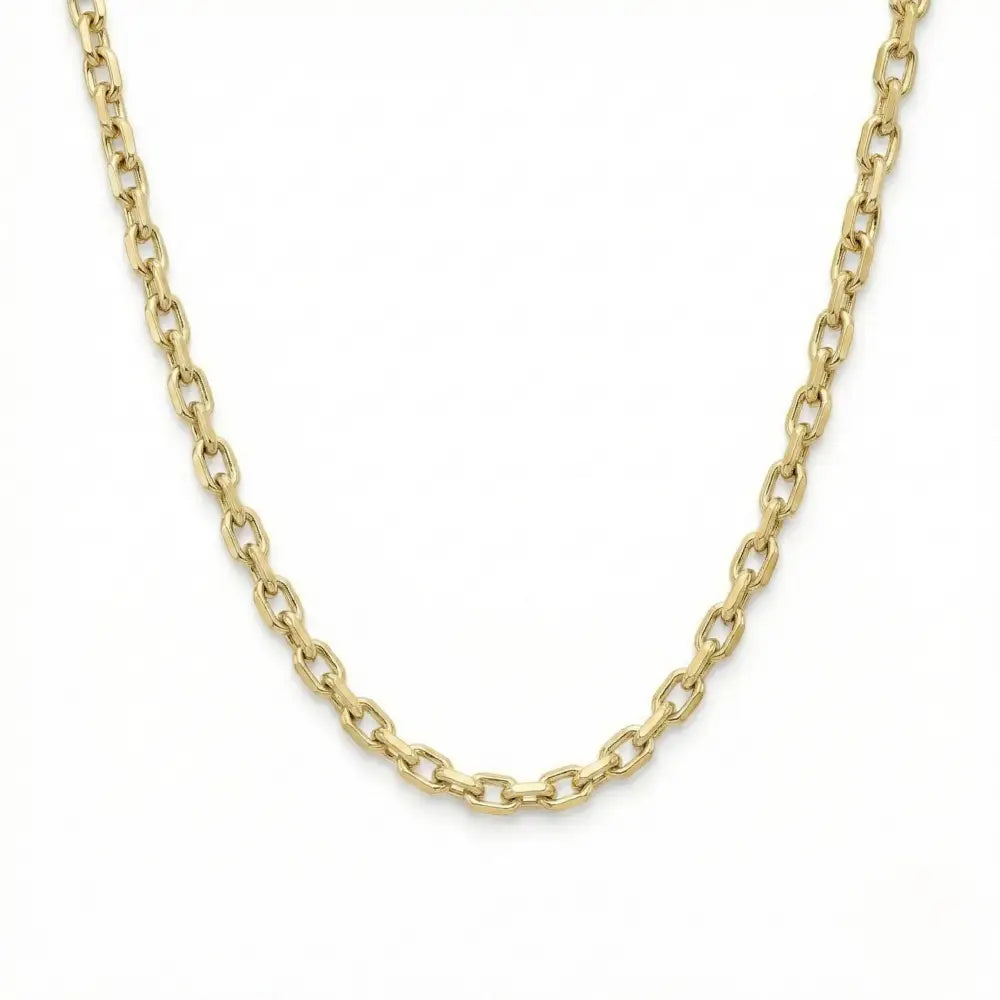 14K Solid Gold Force Chain 1mm 1.3mm 1.8mm 16-18-20-22 Inch Faceted Cable Necklace Dainty Gold Link Choker Jewelry Gift