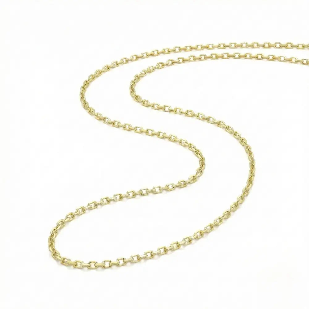 14K Solid Gold Force Chain 1mm 1.3mm 1.8mm 16-18-20-22 Inch Faceted Cable Necklace Dainty Gold Link Choker Jewelry Gift