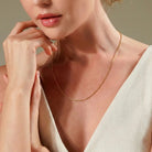 14K Solid Gold Force Chain 1mm 1.3mm 1.8mm 16-18-20-22 Inch Faceted Cable Necklace Dainty Gold Link Choker Jewelry Gift