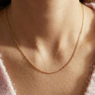 14K Solid Gold Force Chain 1mm 1.3mm 1.8mm 16-18-20-22 Inch Faceted Cable Necklace Dainty Gold Link Choker Jewelry Gift