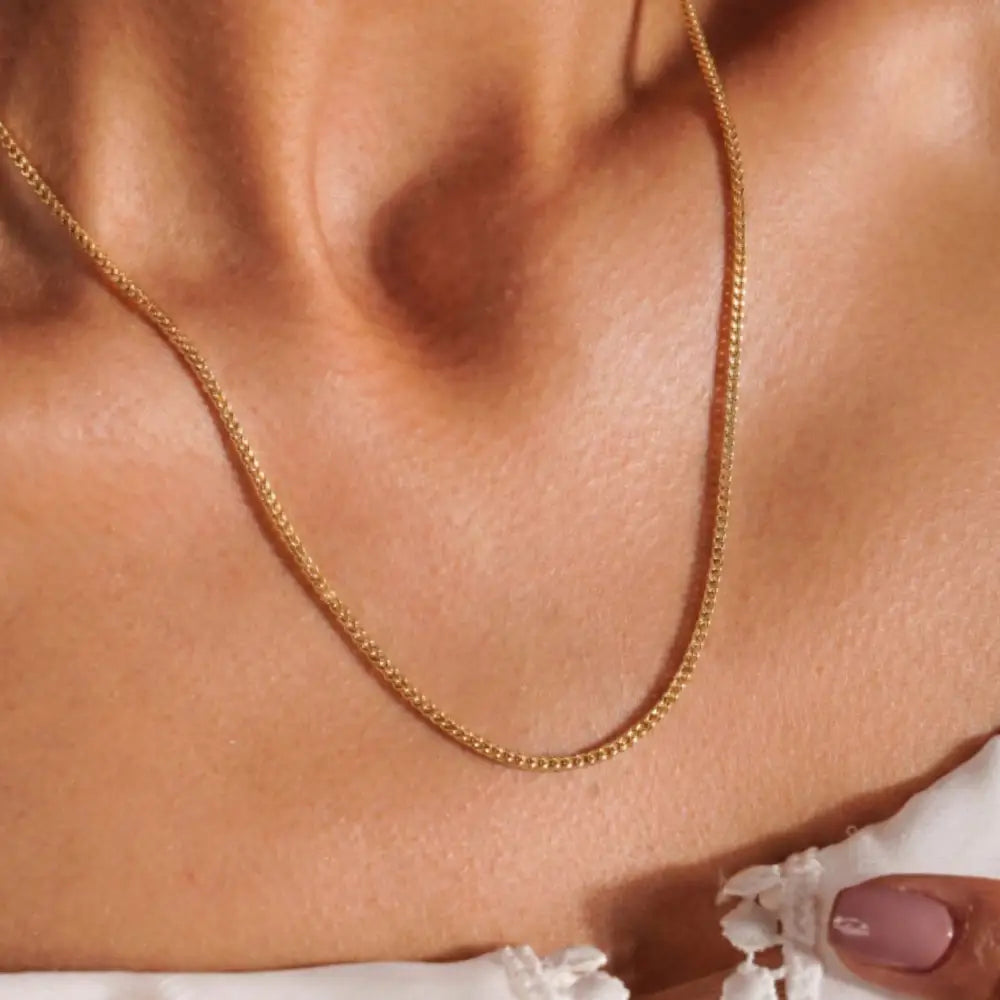 14K Solid Gold Franco Chain 1.15mm 18 inch Square Box Link Necklace Sturdy Pendant Chain Real Italian Gold Chain