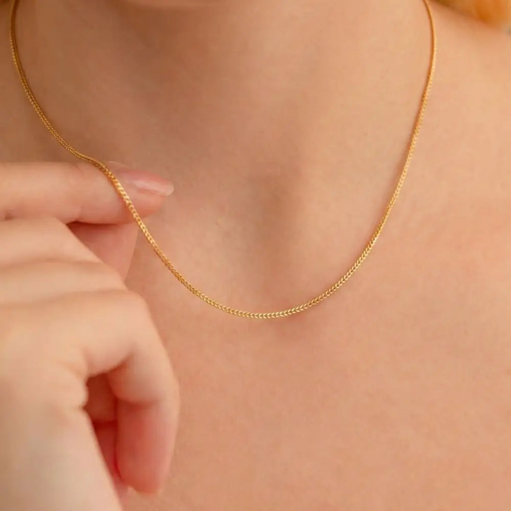 14K Solid Gold Franco Chain 1.15mm 18 inch Square Box Link Necklace Sturdy Pendant Chain Real Italian Gold Chain