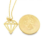 14K Solid Gold Geometric Diamond Necklace Modern Outline Pendant Charm Dainty Minimalist Jewelry Art Deco Style Gift