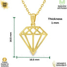14K Solid Gold Geometric Diamond Necklace Modern Outline Pendant Charm Dainty Minimalist Jewelry Art Deco Style Gift