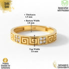 14K Solid Gold Greek Key Ring – Meander Design with Side Simulated Diamond