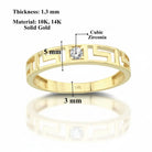14K Solid Gold Greek Key Ring Simulant Diamond Engagement Ring