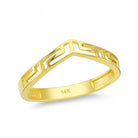 14K Solid Gold Greek Key Ring V Shape Meander Wedding Band